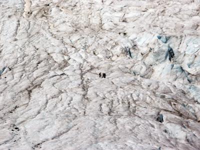 Hikers high on Worthington Glacier