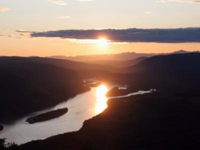 Midnight sun from the Midnight Dome at Dawson City