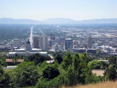 Salt Lake City from part way up Ensign Peak