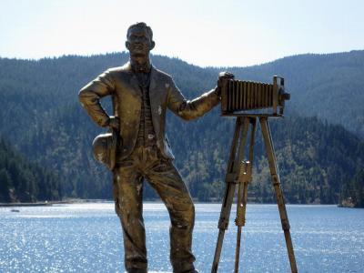 Gilded statue at Lake Coeur d'Alene
