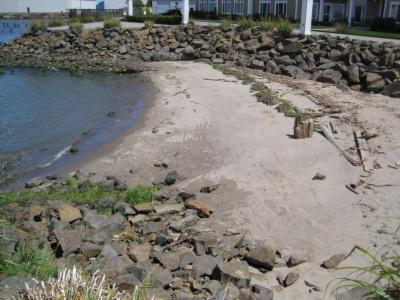 The geocache description says this is the only beach in Astoria!