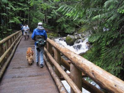 Crossing a bridge on the way up